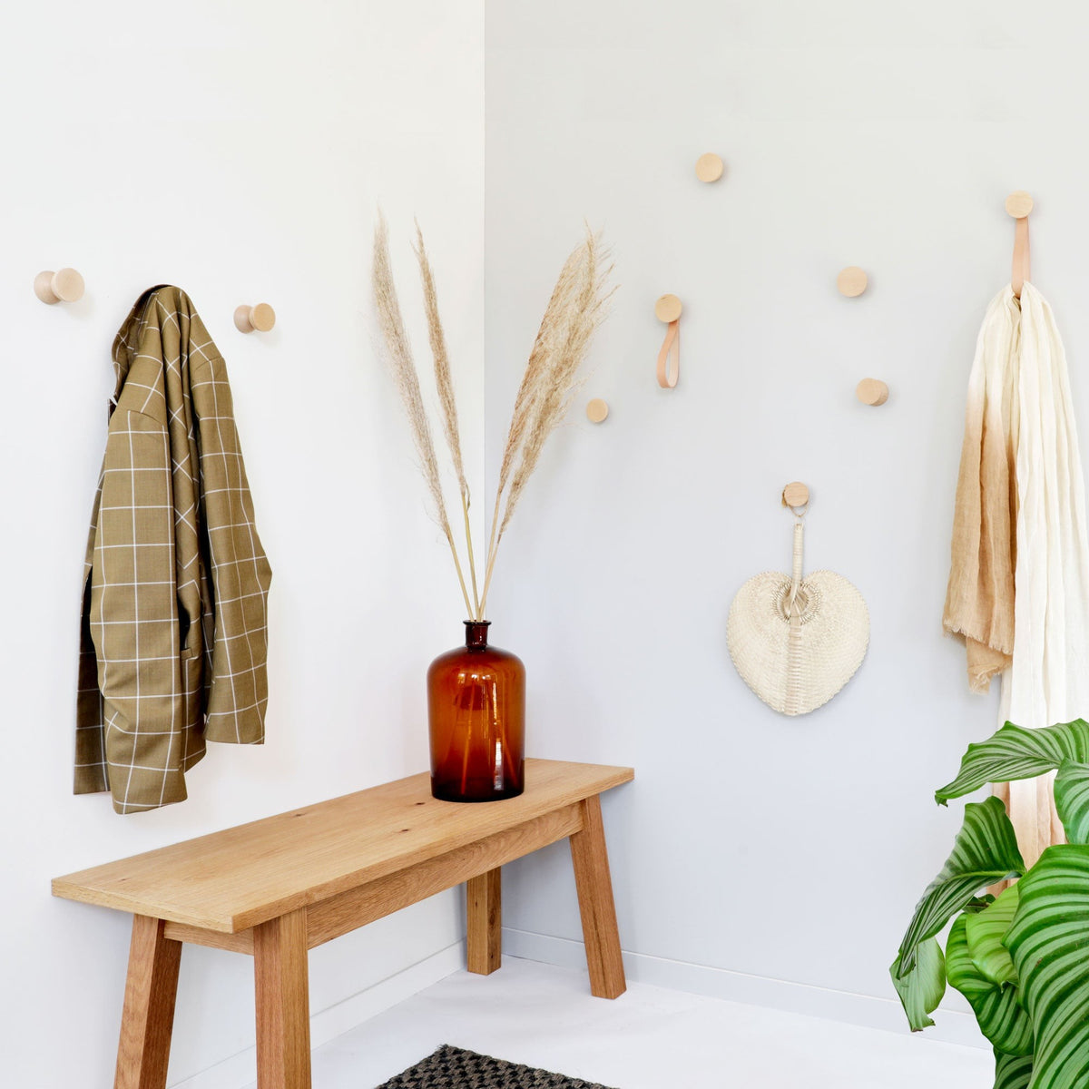 Beech Wood Wall Hooks / Knobs – 2 pcs