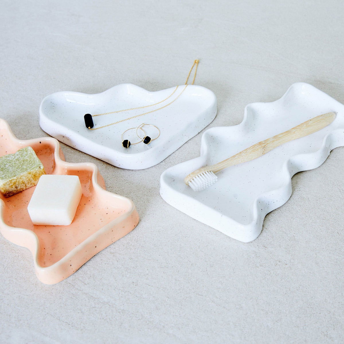 Ceramic Wave Tray – Rectangular White