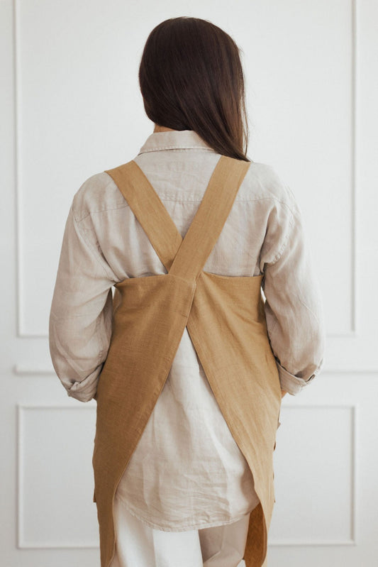 Linen Crossed Back Apron